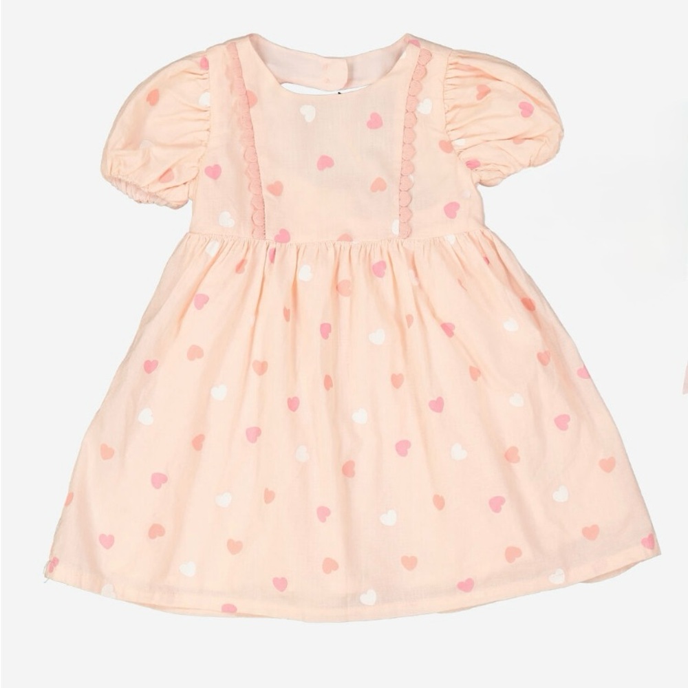 Cynthia Rowley Peach Heart Print Puff Sleeve Dress